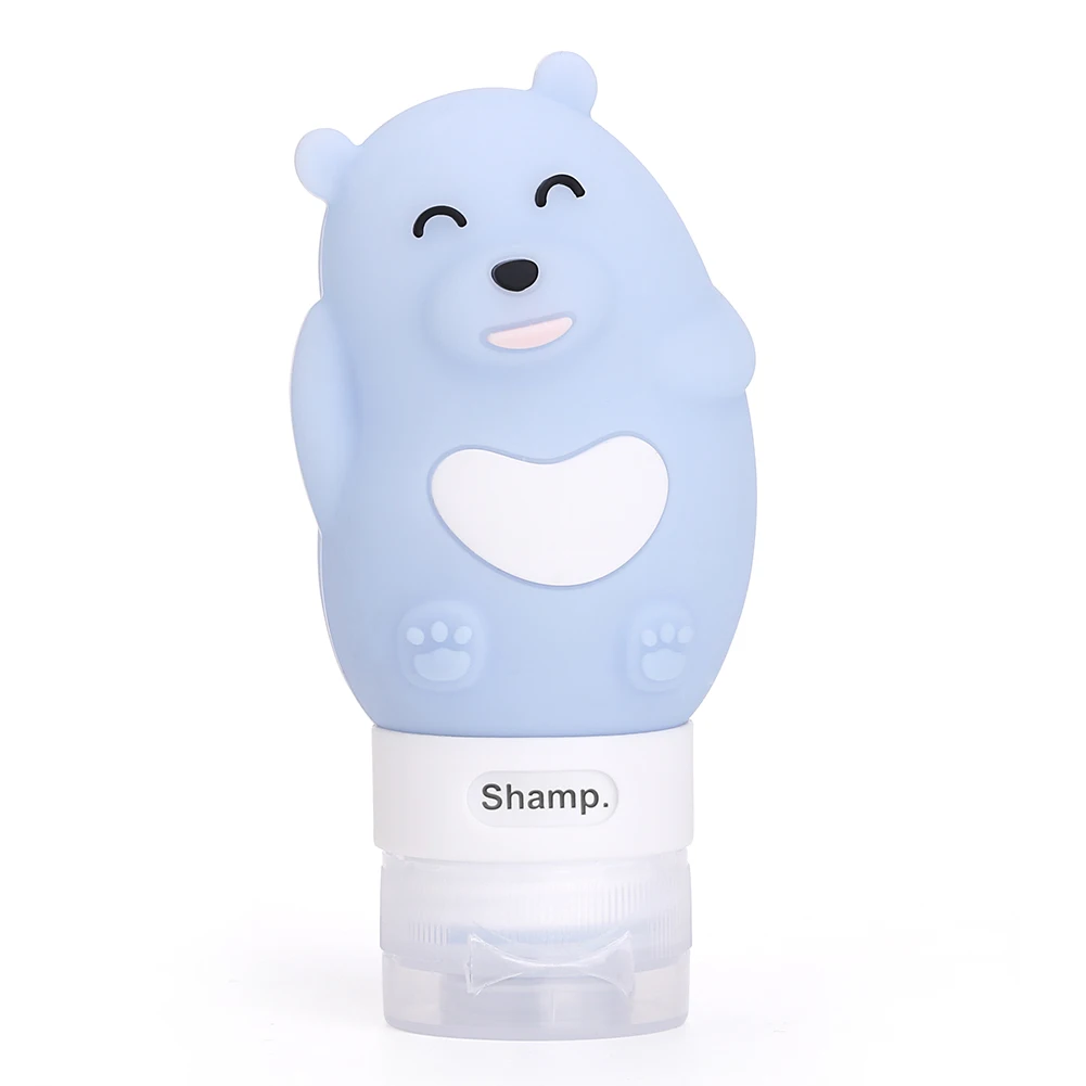 Blue bear 80ml Аксессуары для ванной комнаты, диспенсер для мыла, многофункциональный, мультяшный, в форме животного, портативный, для путешествий, косметика, в бутылках, сжимается, силикон - Цвет: Blue bear 80ml