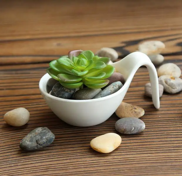 Белая креативная форма ложки мини мясистая перфорированная горшечная | Дом и сад