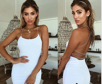 Женщины Леди Женская Bodycon сарафан повседневное без рукавов спинки платье