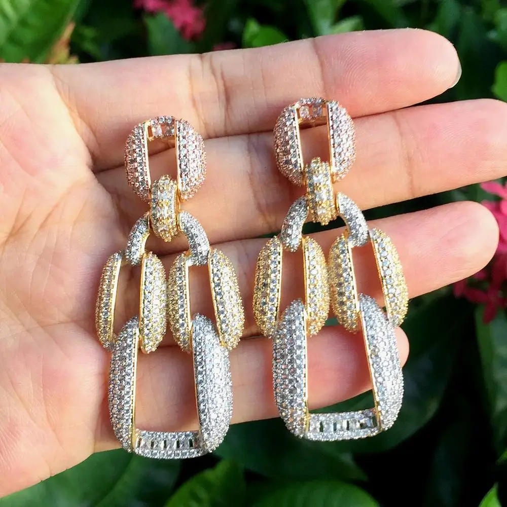 ModemAngel Роскошные Большие Изящные гемометрические фианиты 3 тона вечерние дьба