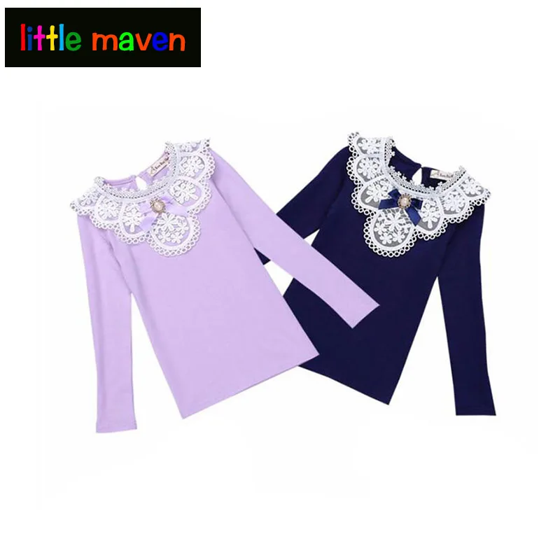 2017 весенние блузки для девочек рубашки модная новая брендовая одежда маленьких