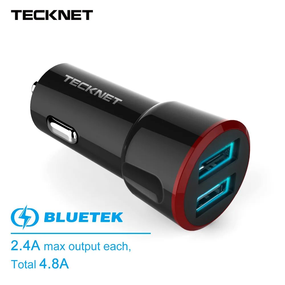 TeckNet 5 в 4.8A двойное USB Автомобильное зарядное устройство 24 Вт Мини умная зарядка