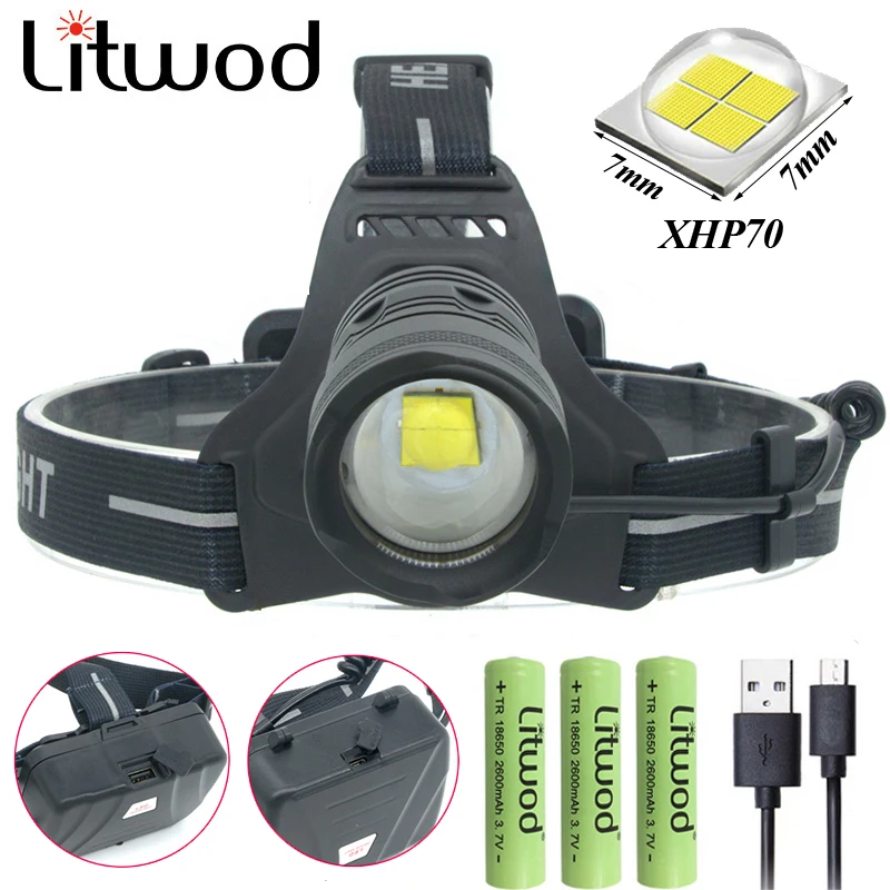 Litwod Z90 Litwod 2808 XHP70 налобный фонарь для рыбалки, светодиодный налобный фонарь 8000lum, мощный налобный светильник для верховой езды, фонарик, фонарь, налобный светильник с зумом