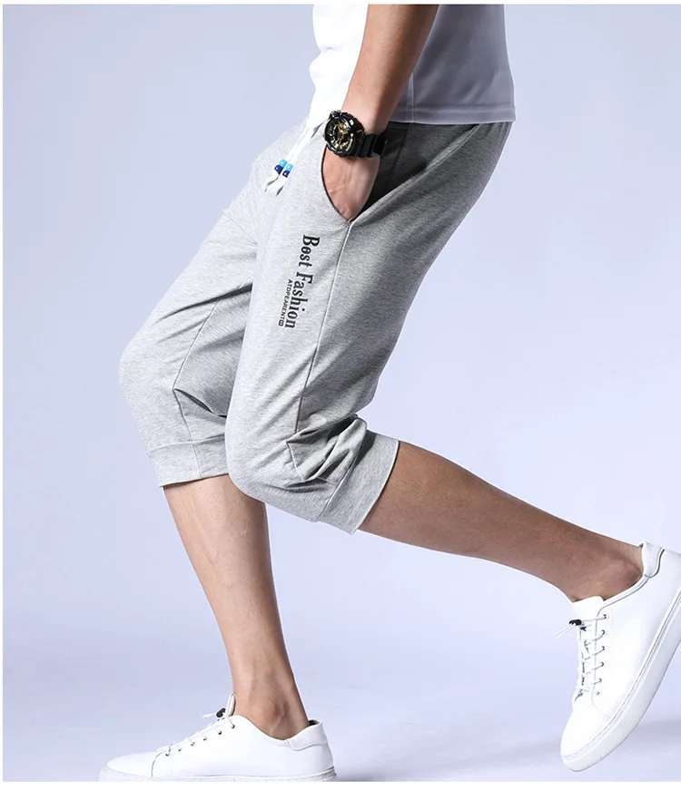 Летние мужские повседневные jogger х/б мужские шорты с эластичной талией Мужские дышащие однотонные Дышащие Короткие штаны