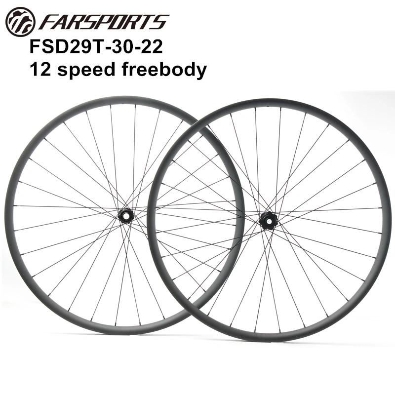 

12 speed DT freebody ! 29er MTB full carbon xc wheelsets 30mm wide 22mm deep, 25mm internal wide, 28H spoke holes, offset design