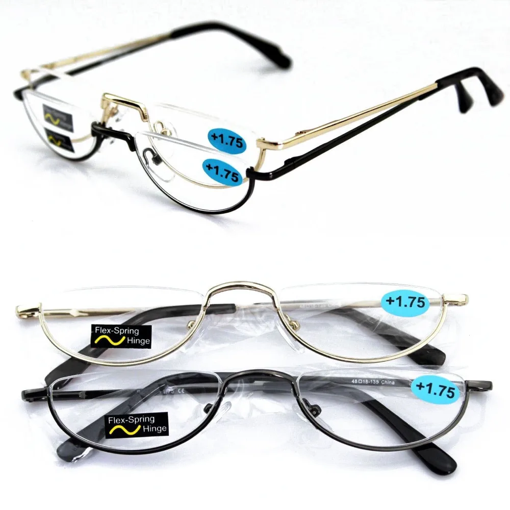 Vintage Half Moon Spring Hinge Reading Glasses Eyeglass Frames +1 +1.75 +2 +3 +4 image 2