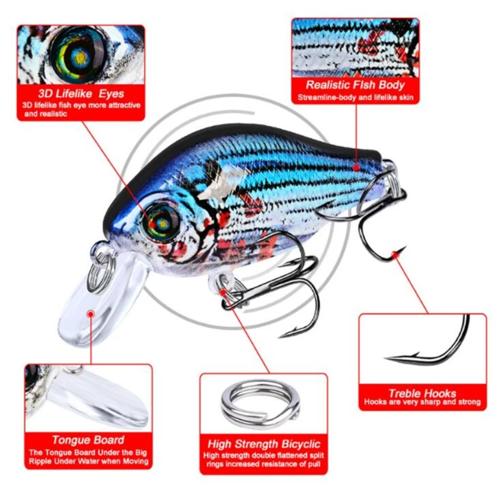 1pcs 52mm 8.5g Crank Fishing Lure Wobbler Floating Artificial plastic Hard Bait Trout Crankbait Bass Pike Japan Fishing Tackle