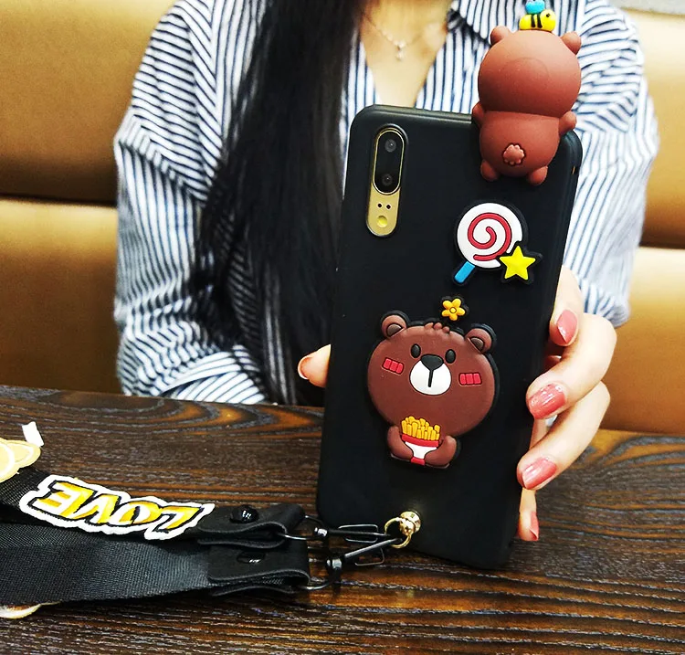 For Huawei P20 3D minnie case Cute Bear Doraemon Soft back cover for Hauwei / lite (nove 3e) pro cases + straps |