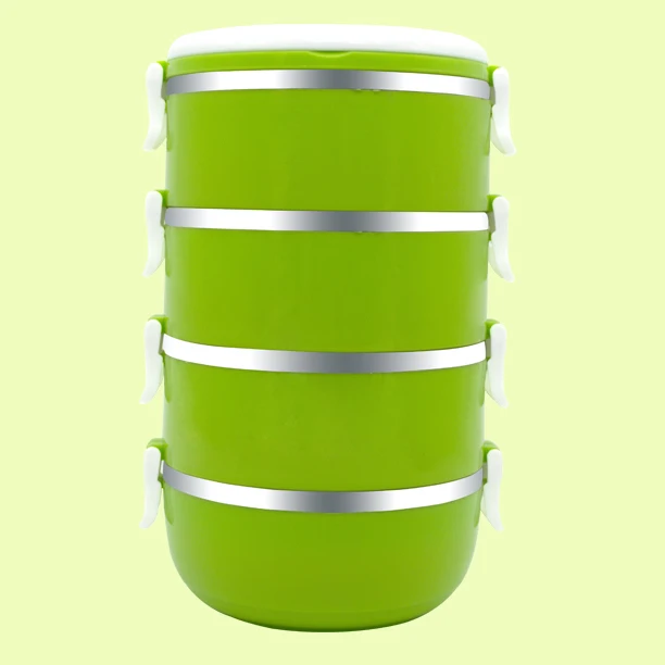 4 layer green Ланч-бокс из нержавеющей стали для детей, Детский Школьный Ланч-бокс, контейнеры для еды, Ланч-бокс, детский Бенто-бокс в японском стиле - Цвет: 4 layer green