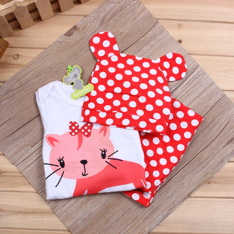 2017 Cute Baby Clothing Set Cotton Rompers + Pants Hat Suits Cartoon Animal Long Sleeve Newborn Infant Girls Boys Clothes | Детская