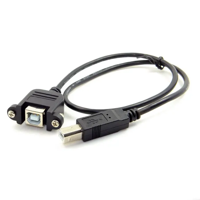 

CY 0.5m USB 2.0 B Type Male to Female Printer Scanner Hard Disk Extension Cable with Screws for Panel Mount