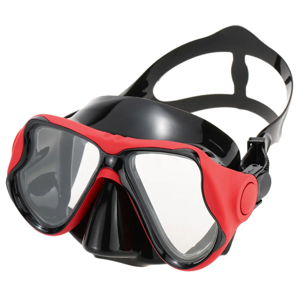Красный Женщин трубка маска Закаленное стекло две линзы дайвинг macka