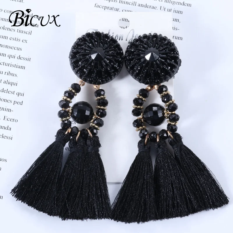 BICUX Bohe с длинной бахромой Длинные Висячие серьги для Для женщин модные богемные