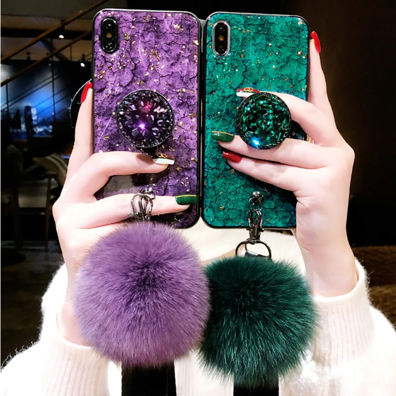 Oukaixi gold Foil Glitter Marble Stone Phone Case For huawei p20 p20pro Cases Soft TPU Back Cover with bracket lanyard |