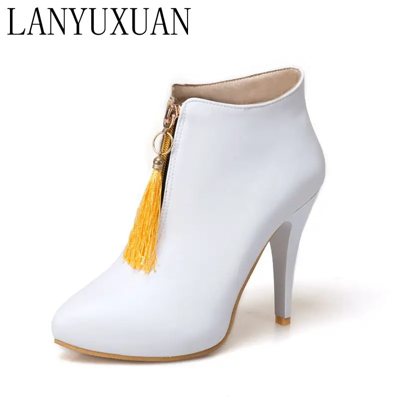 Женские короткие ботинки на высоком каблуке с острым носком размеры 30-50 | Обувь