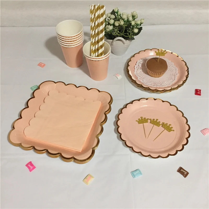 Set 4 8 наборов Твердые Мятные гребешки Фольга Золотой Край бумажные тарелки салфетки для стаканчиков соломинки для дня рождения пол раскрывает вечерние Декор - Цвет: Set 4