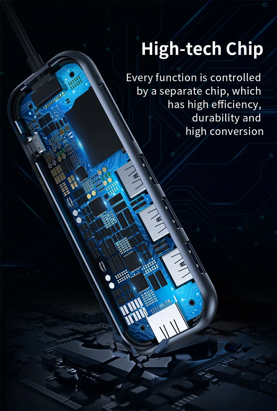 Baseus Мульти USB C 3,0 концентратор с 3 портами Usb TF+ SD карта Тип C Usb концентратор к USB 3,0 HD4K для Macbook Pro с 3,5 мм аудио разъем