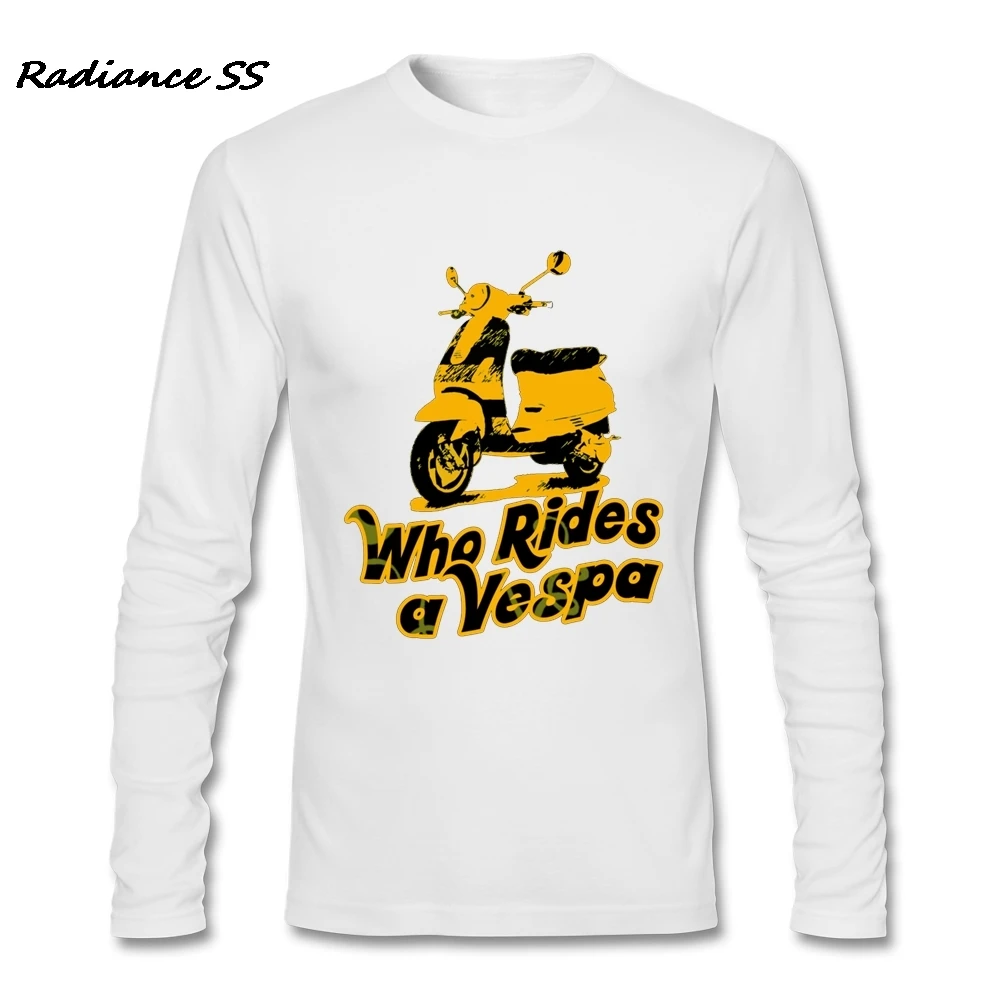 Мужские футболки с принтом Лидер продаж одежда Vespa высокое качество длинным