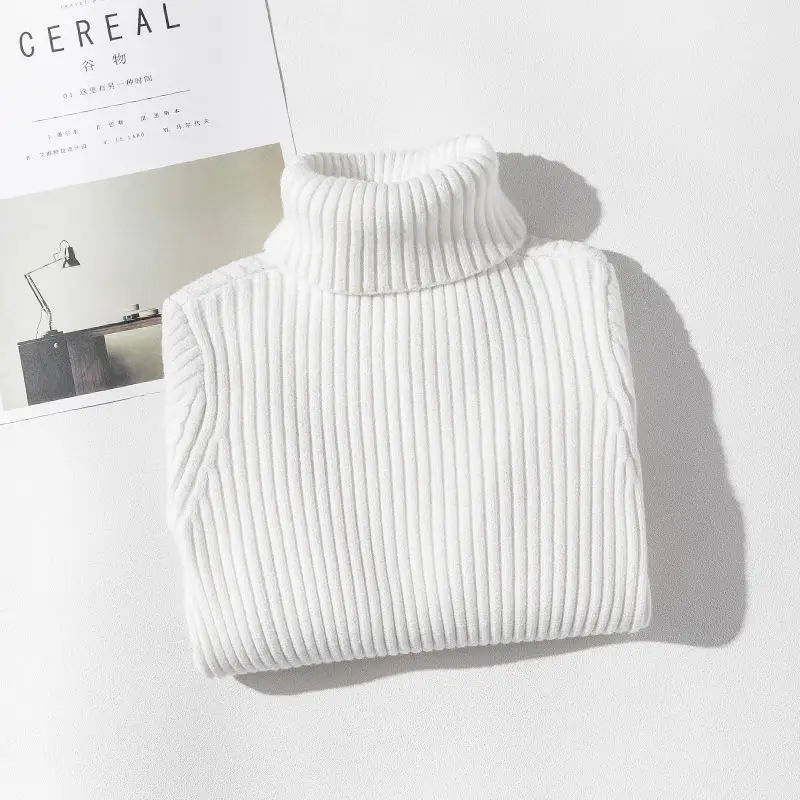 white sweater Свитер с высоким воротником для девочек, сплошной цвет вязания, свитер, осенняя одежда для детей, белый пуловер, топы для детей 2, 3, 4, 8, 12, 13 лет - Цвет: white sweater