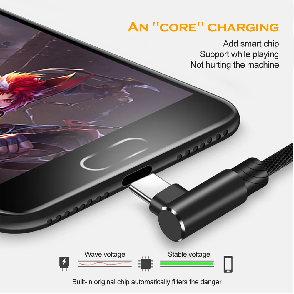 Кабель USB Type C для быстрой зарядки и передачи данных 90 градусов|Кабели мобильных
