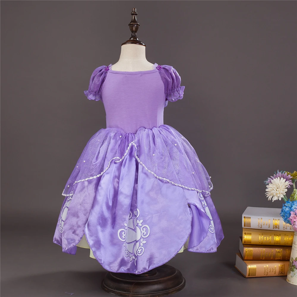 Hot Sall Girls Sofia Princess Dress Kids Sophia Sleeping Beauty Party Dresses Child Girl Rapunzel Aurora Prom Purple Costume 10 | Детская