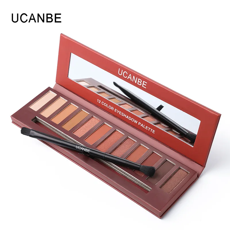 Бренд UCANBE, 12 цветов, матовая бежевая Дымчатая палитра теней для век, палитра для макияжа, блестящие пигментированные тени для век, водостойкая косметика, TSLM2
