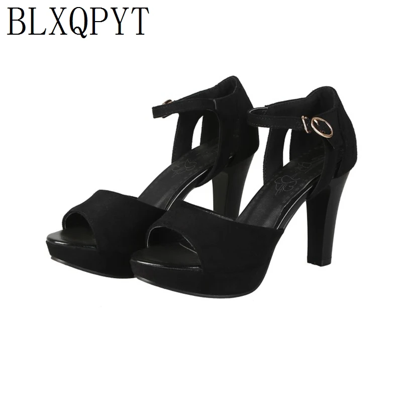 

BLXQPYT New Big Size 33- 48 Sandalias mujer 2019 Women summer high heels 9cm Platforms Peep toe sandals Shoes Woman Pumps Q2073