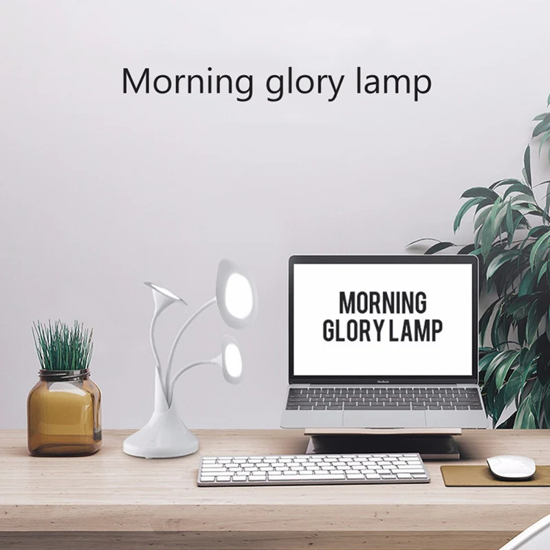 Художественная Цветочная сенсорная настольная лампа Morning Glory офисный Настольный светильник ing защита глаз настольные лампы 3 цветов подзарядка светодиодный светильник