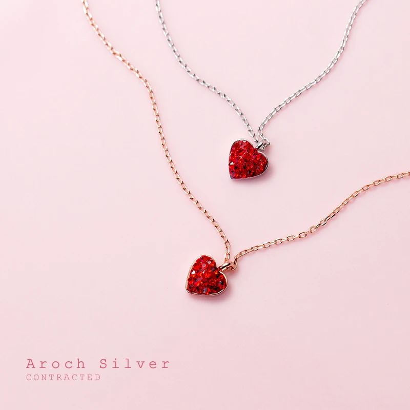 AROCH S925 Серебряная цепочка для девочек модная Милая подвеска с сердечками