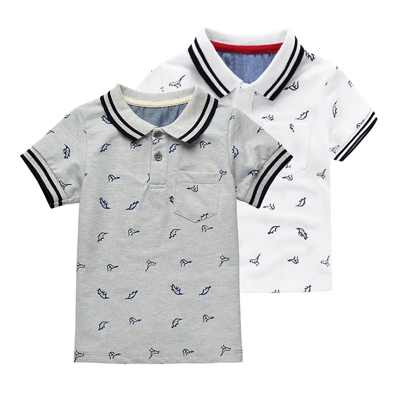 

New Baby Boy Shirts Summer 2019 Dinosaur Printed Turn-collar Tops for Kids Boys Korean Cartoon Boys Shirt Short Sleeve