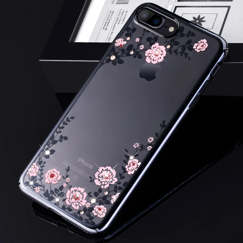 KINGXBAR для iPhone 7 8 чехол Роскошный Plus цветок жесткий покрытием крышка кристаллами от