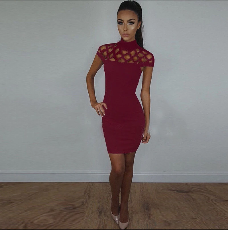Летнее женское Бандажное облегающее мини платье с коротким рукавом сексуальное