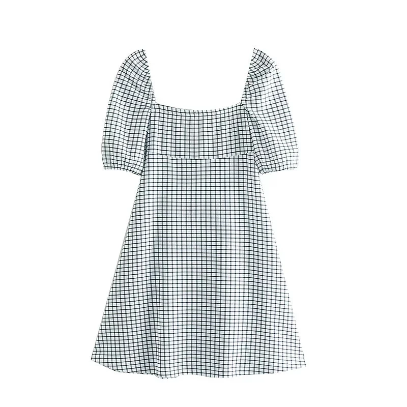 2019 летнее платье женское винтажное шикарное клетчатое Бохо с коротким рукавом