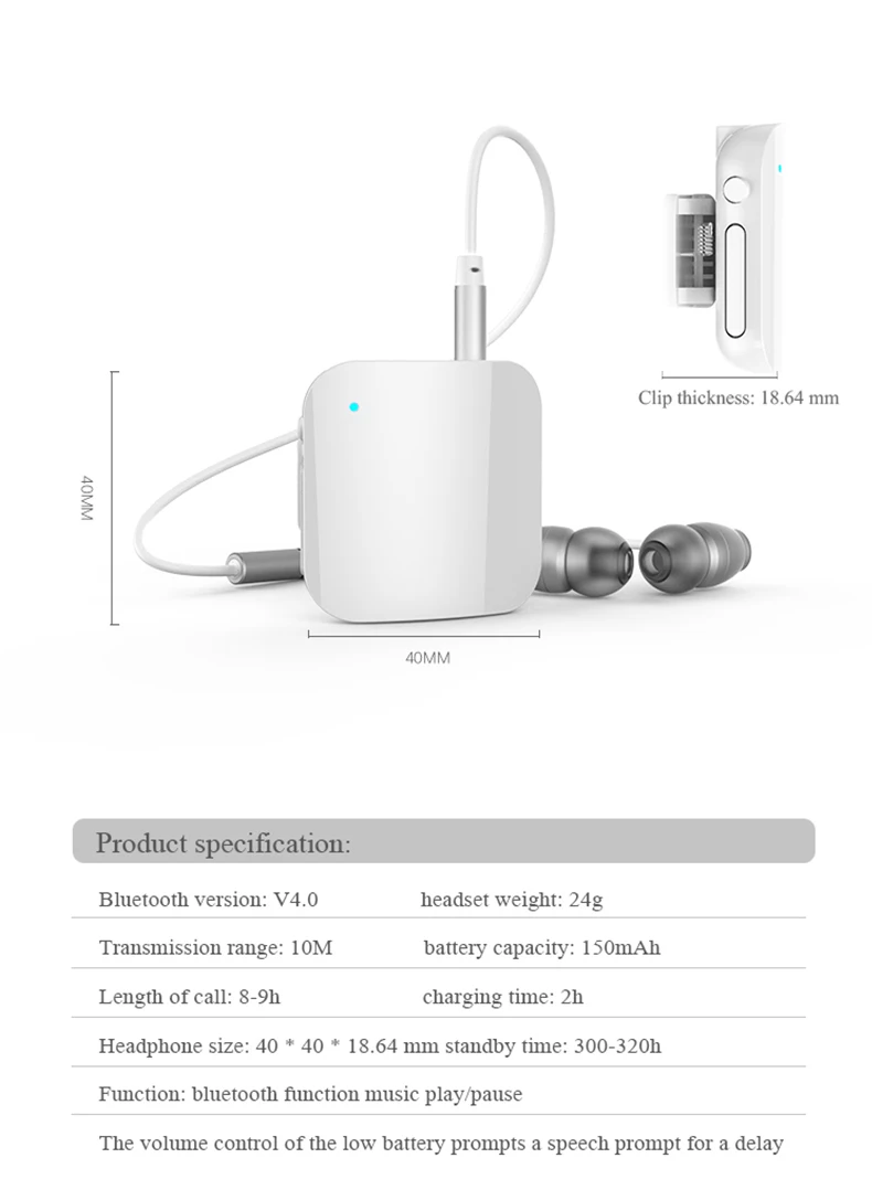 L8 Универсальный спортивный Bluetooth 4,0 телефон беспроводной HiFi воротник клип Bluetooth гарнитура