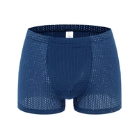 nice price mens big boxer shorts sexy ice silk bamboo fiber breathable mesh youth boxer short summer