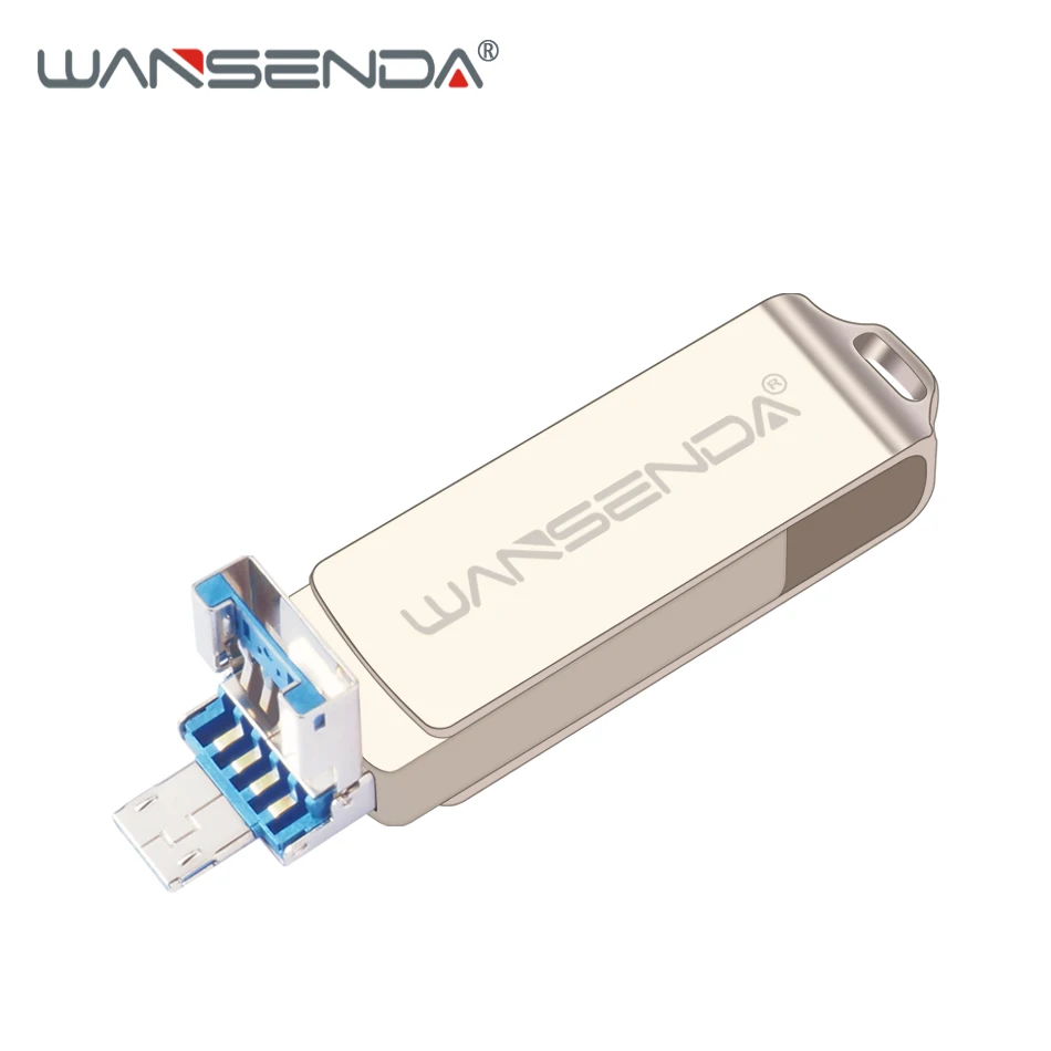 WANSENDA 3 в 1 OTG USB флэш накопитель для Android/iOS/PC 0 Pendrive 8 ГБ 16 32 64 Гб карта памяти флеш