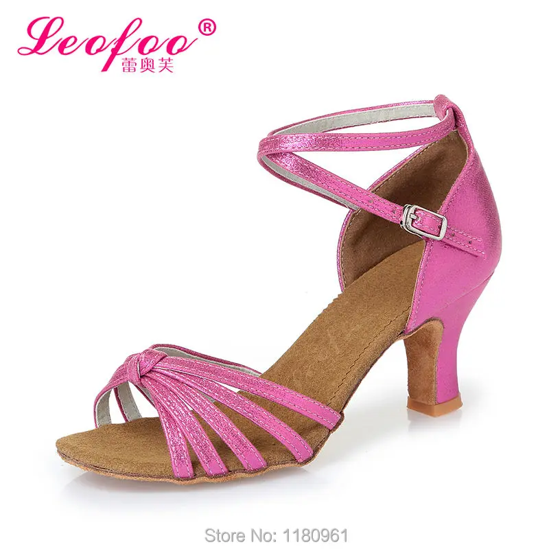 Women's Dance Shoes Latin dance shoes Party Heels Chunky 6.5cm pink PU gold film leat satin Factory direct sale CL41|women ballroom|shoes