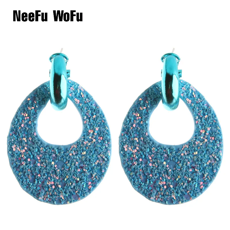 Большие серьги NeeFu WoFu из кожи с эффектом вспышки для женщин медные кольцо большие