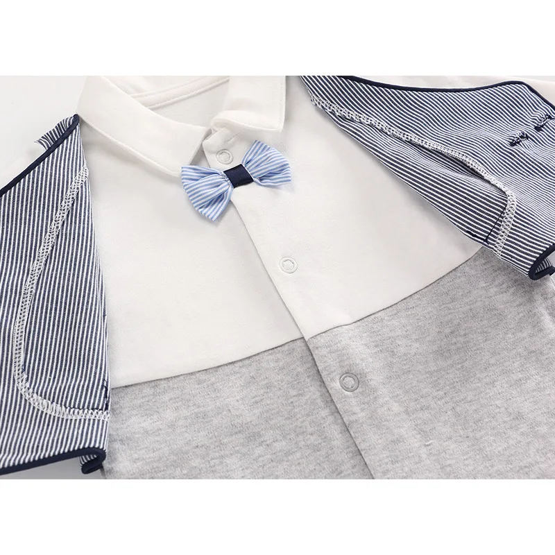 Children's Clothes 2019 New Spring Baby's Gray Gentlemen's Climbing Baby Rompers |
