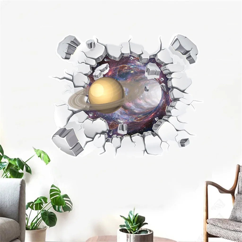 3D разбитая стена Вселенная Галактика пейзаж фантазия планета домашнее украшение