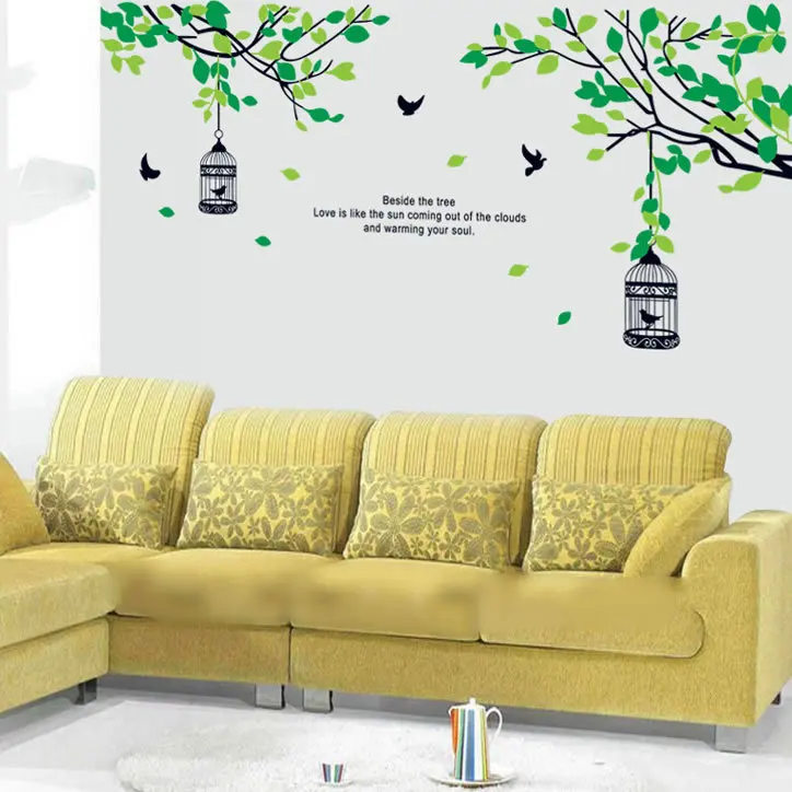 

Large Elegant Flower Wall Stickers Green Color Wall Stickers Furnishings Romantic Living Room Decoration -39