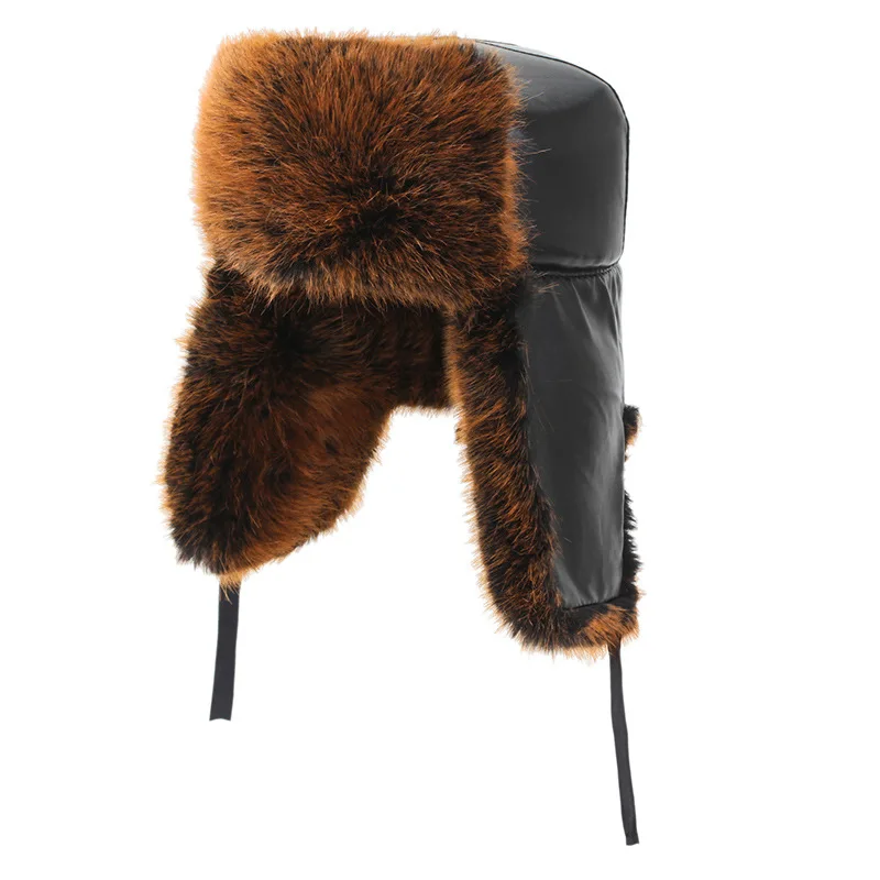 Adult Winter Warm Lei Feng Hat Men's Leather Ear Protection Hat Man Lady Winter Cap Ear Bomber Hats Warm Hat