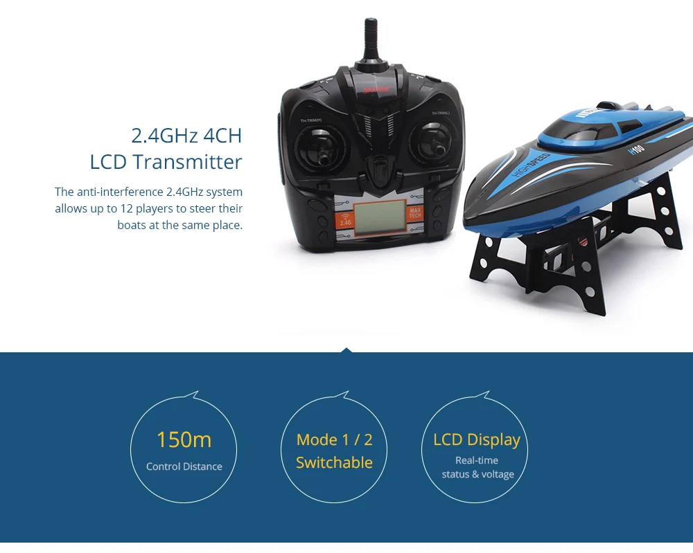 Skytech H100 гоночный Радиоуправляемый катер 2,4 ГГц 4 канала 30 км/ч высокоскоростная лодка с дистанционным управлением ЖК-экран низкого напряжения сигнализация уличные игрушки