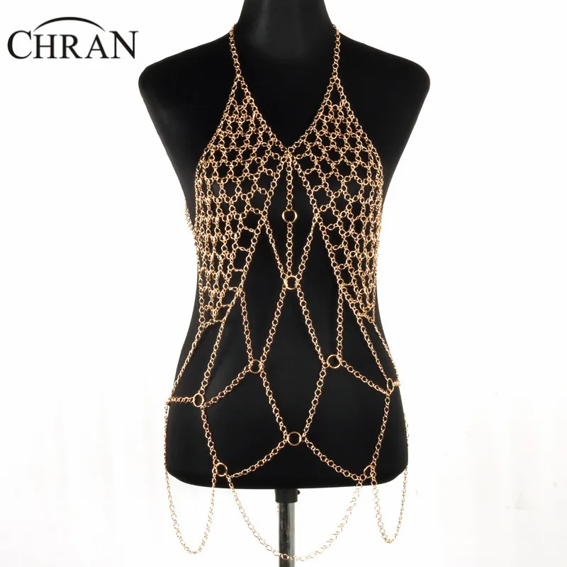 Женский бюстгальтер с лямкой на шее Chran Пляжная цепочка золотым и серебряным