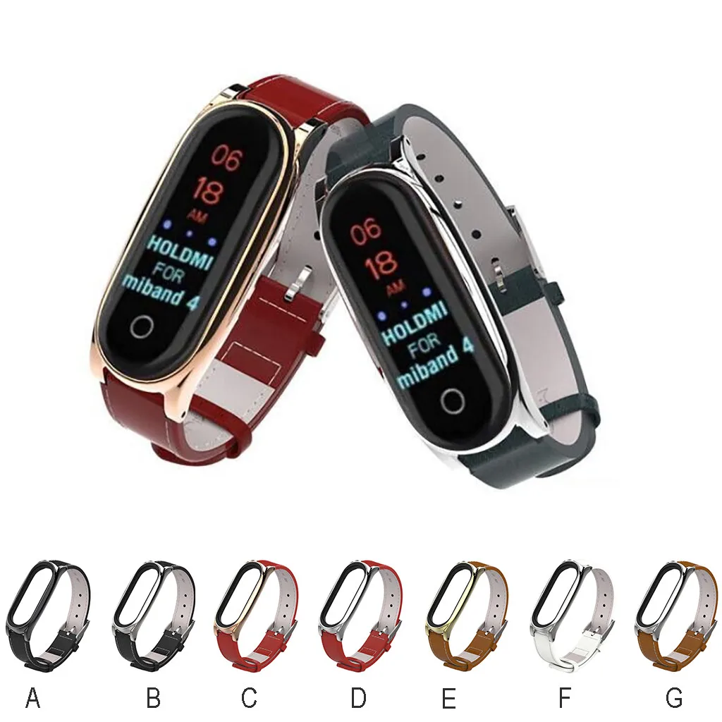 Металлический ремешок для наручных часов Xiaomi Mi Band 4 деловой кожаный смарт браслет
