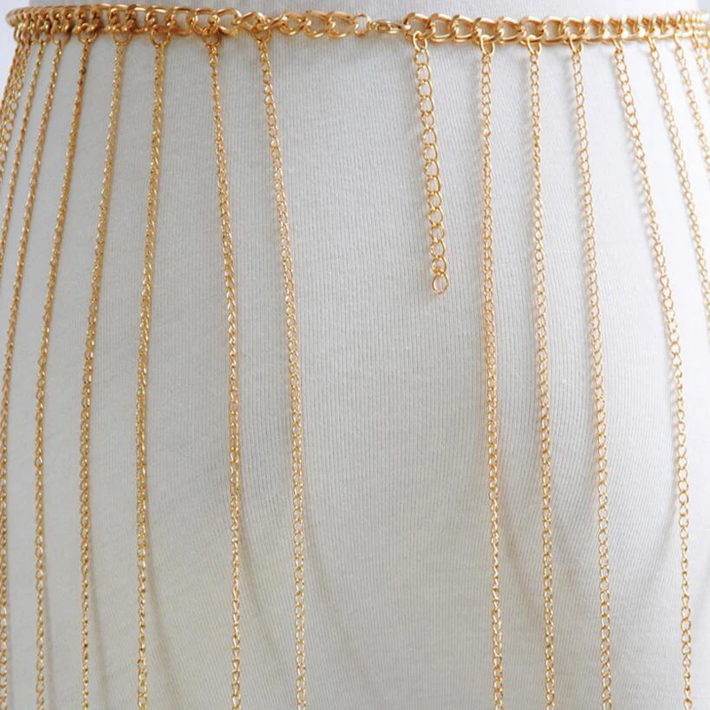 

Fashion New Luxury Dangle belts Women's Gold Chain Long Tassel Belt Multilayer Female Waistband Wedding Belt Straps accessories