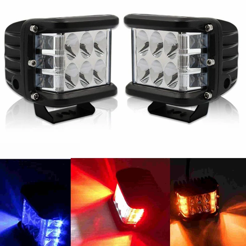Мигающий Янтарный синий красный 36 Вт боковой выстрел Pod Cubes светодиодный рабочий