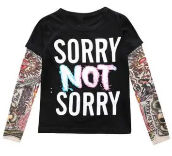 Детская футболка хлопковая одежда с длинными рукавами и принтом SORRY NOT для