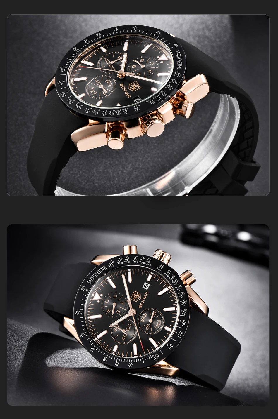BENYAR, мужские часы, Лидирующий бренд, роскошные, силиконовые, бизнес стиль, спортивный хронограф, кварцевые наручные часы, мужские часы, Saat