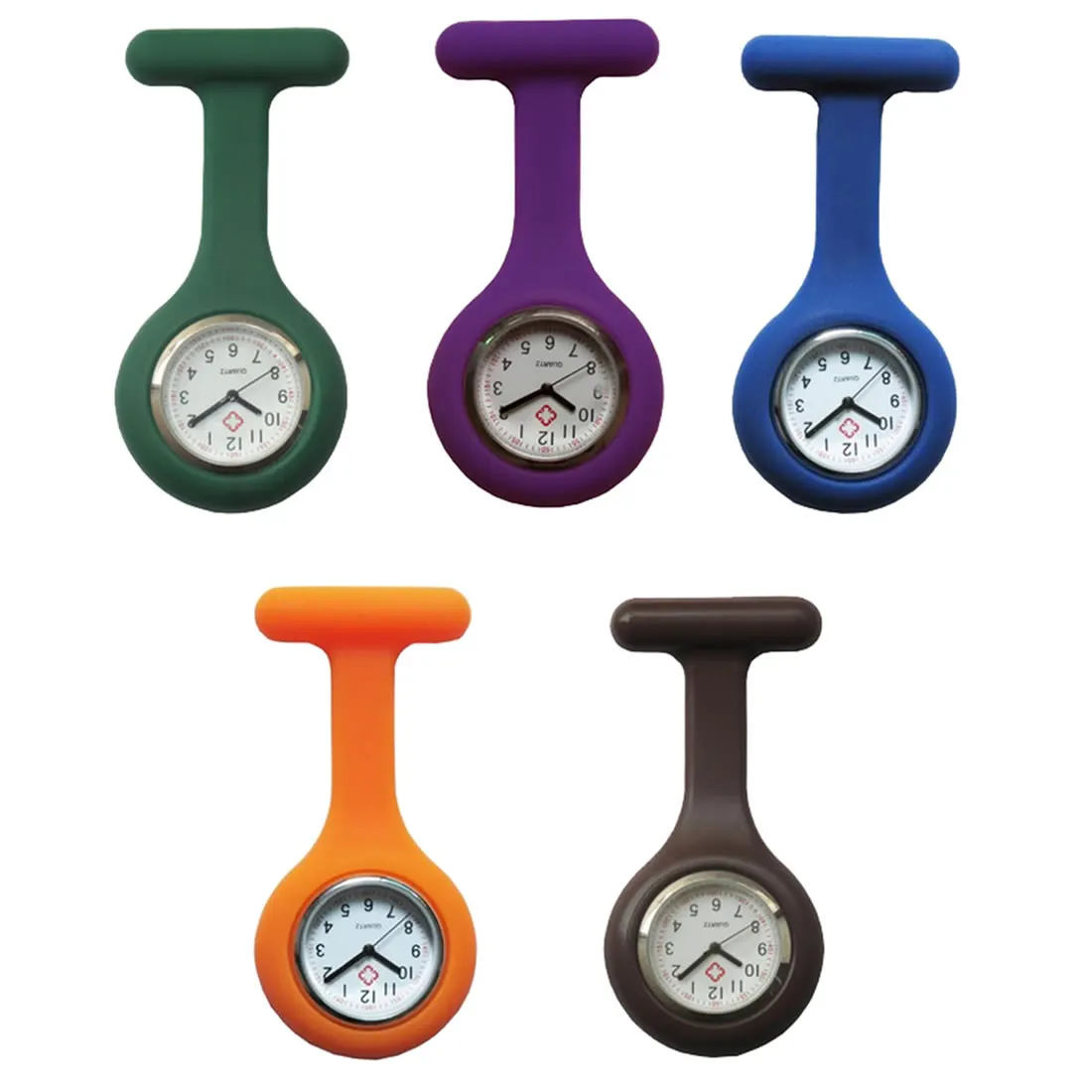 5PCs/Lot Pocket Watch Clip-On Fob Quartz Brooch Hanging Rubber Silicone Nurse Watch Fashion Casual Men Women Relogio Feminino